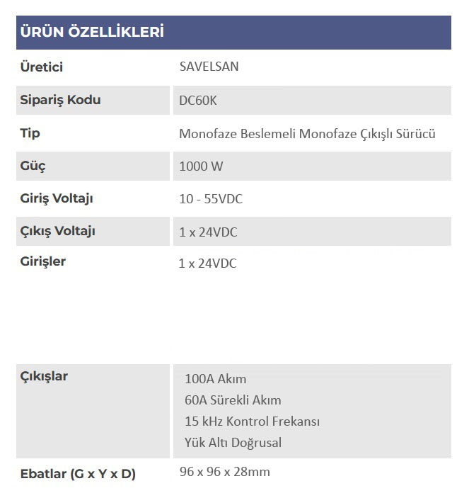 1000 W 60A DC Sürücü